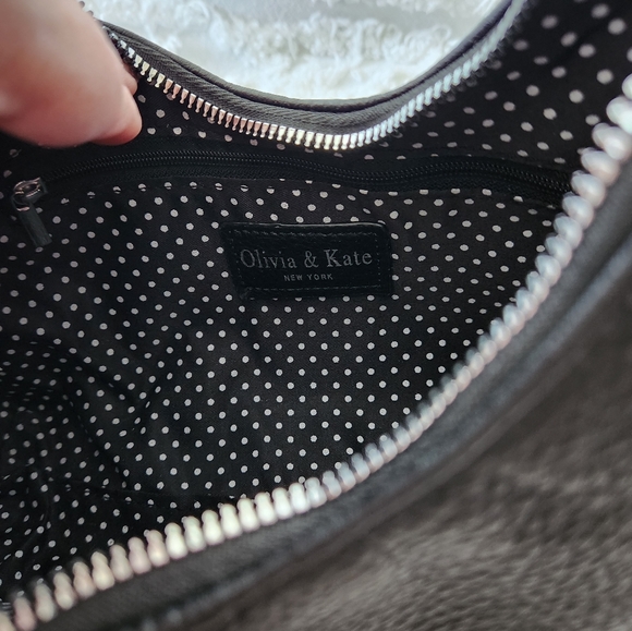 NWT Olivia and Kate New York Black Shoulder Bag.   Crossbody Strap included. - Picture 9 of 9